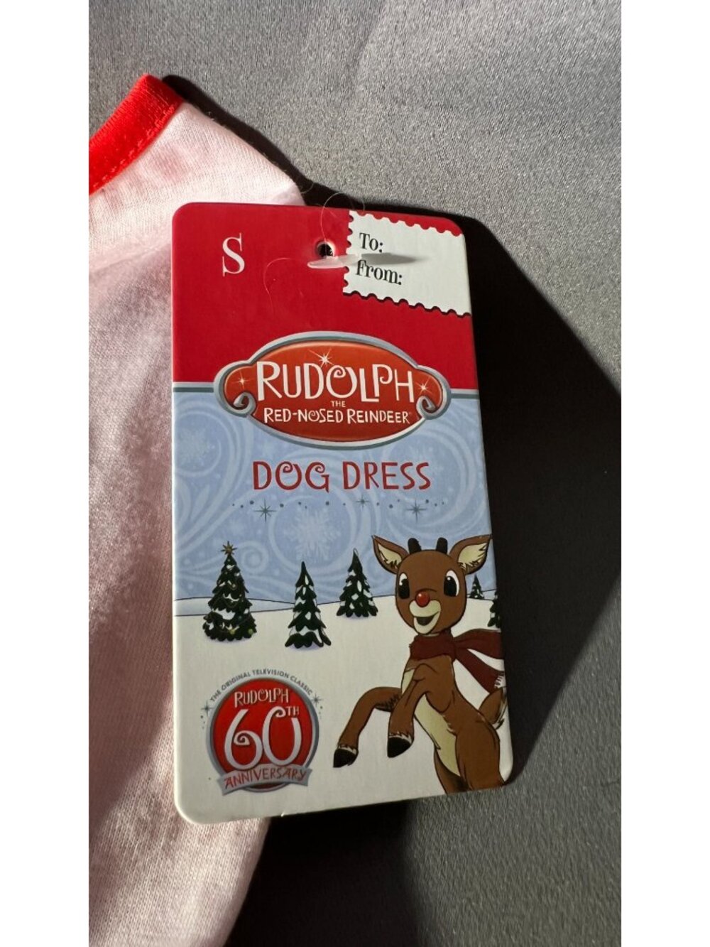 Rudolph The Red-Nosed Reindeer Dog Dress Size S Red & White Polka Dot Skirt With - Picture 2 of 3